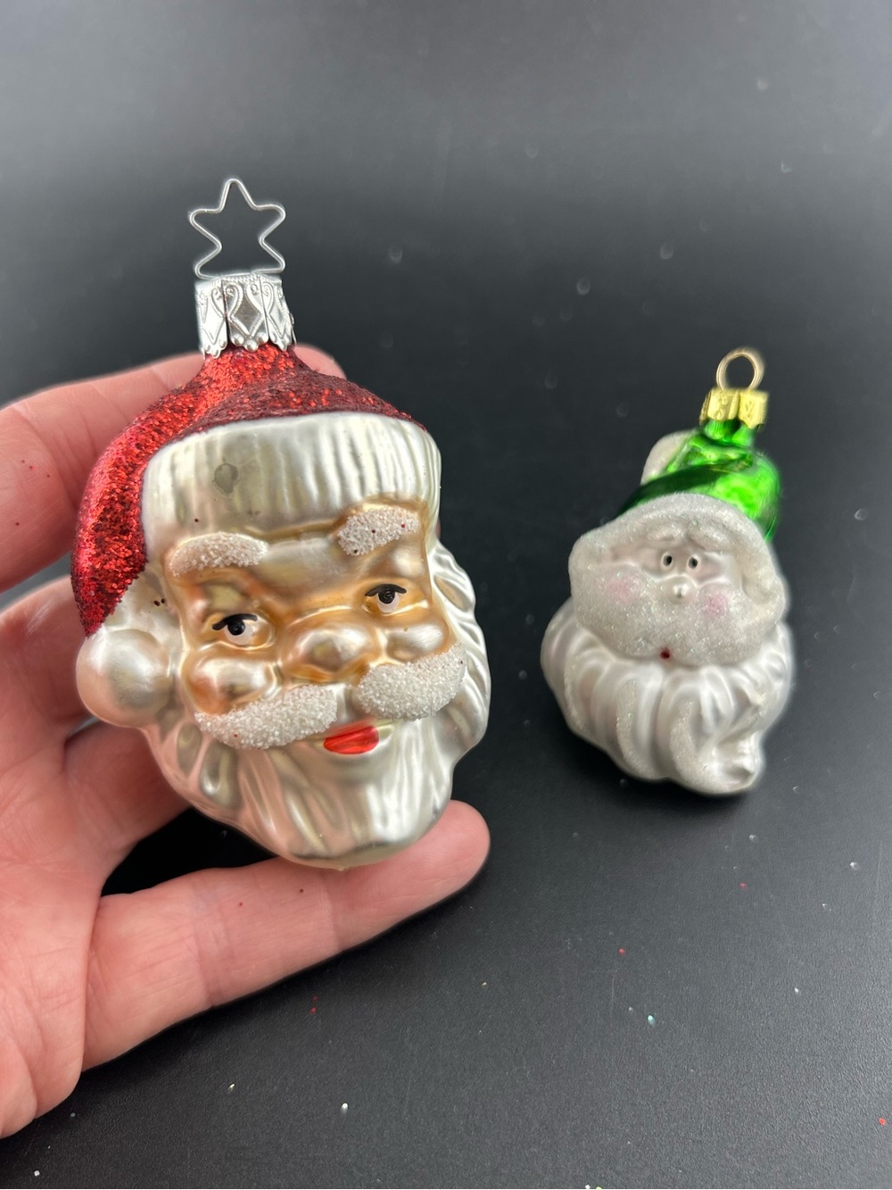 VTG Retired Inge-Glas Santa Head Ornament Old World Christmas Star Crown Germany